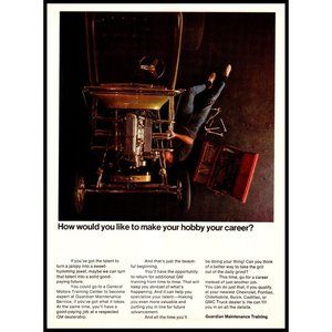 1969 GM General Motors Guardian Maintenance Vintage Print Ad Mechanic Wall Art